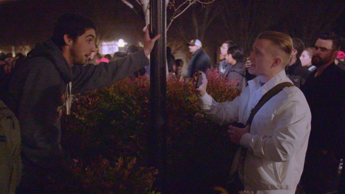 Nathan Damigo, right, a white nationalist, sees Yiannopoulos as an inspiration.