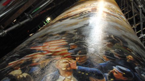 Exquisite details from the 19th-century cyclorama painting unfold during the scrolling process.