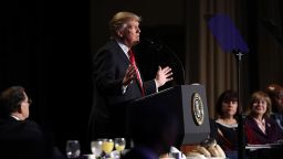U.S. President Donald Trump delivers remarks at the National Prayer Breakfast February 2, 2017 in Washington, DC. 