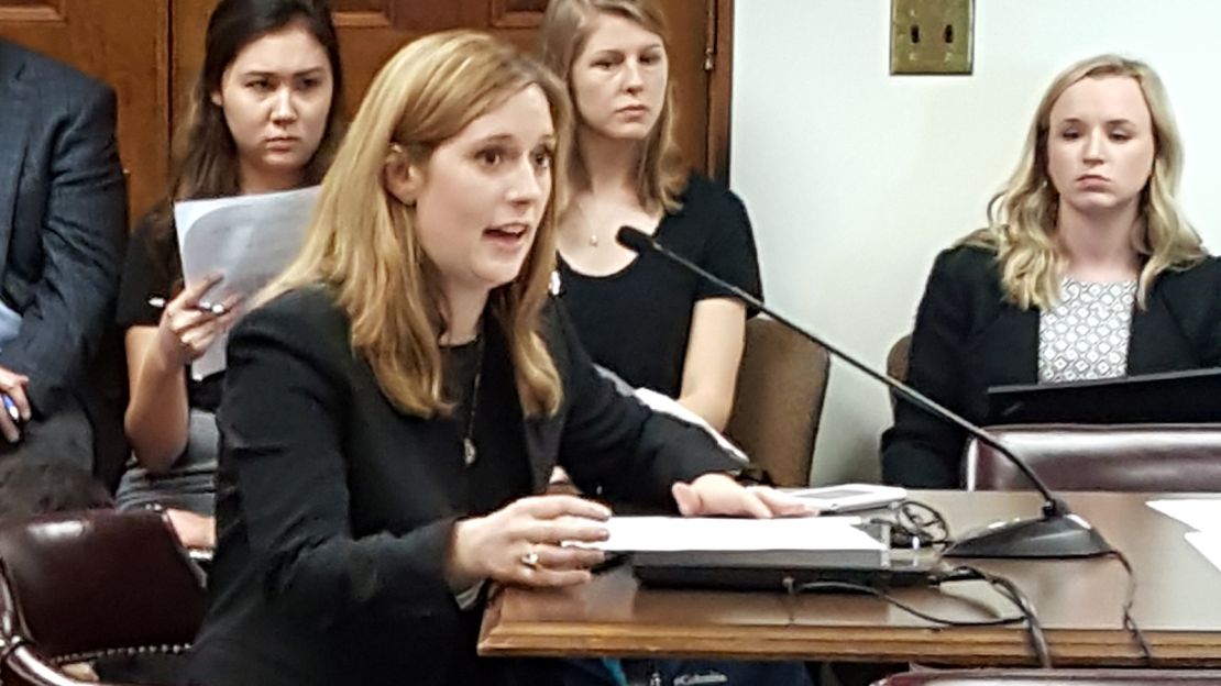 Sexual assault survivor Grace Starling testifies at a hearing on HB 51.