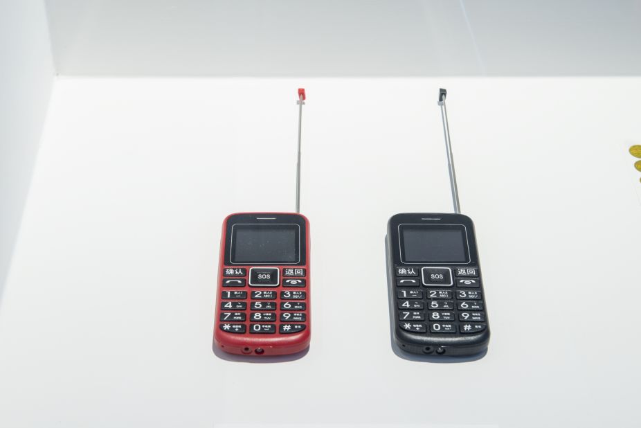 Cellular phones, model K2, phone for elderly presented at the M+ Hong Kong exhibition. 