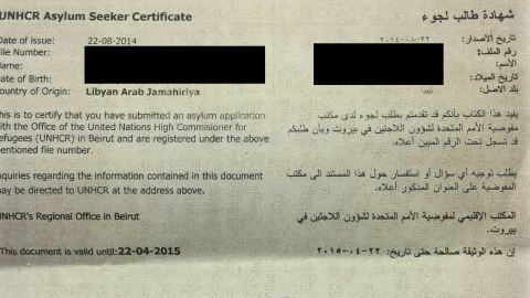 Hass' asylum-seeking certificate