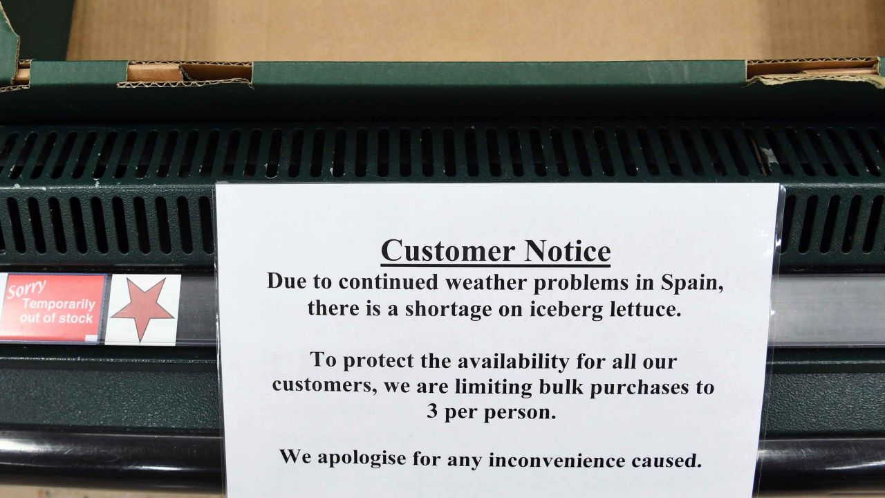The shortage of lettuces is affecting supermarkets across Europe, including this one in London.