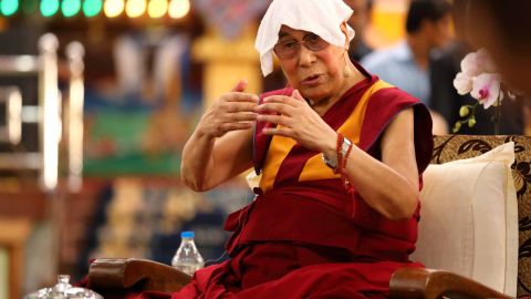 The Dalai Lama is often playful when he speaks, even when he talks about serious topics, as he did at the symposium.