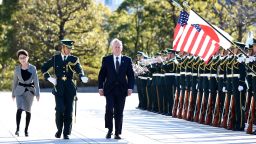 US Defence Secretary Jim Mattis reviews an honor guard during a welcoming ceremony at the Defence Ministry in Tokyo on February 4, 2017. / AFP / TORU YAMANAKA        (Photo credit should read TORU YAMANAKA/AFP/Getty Images)