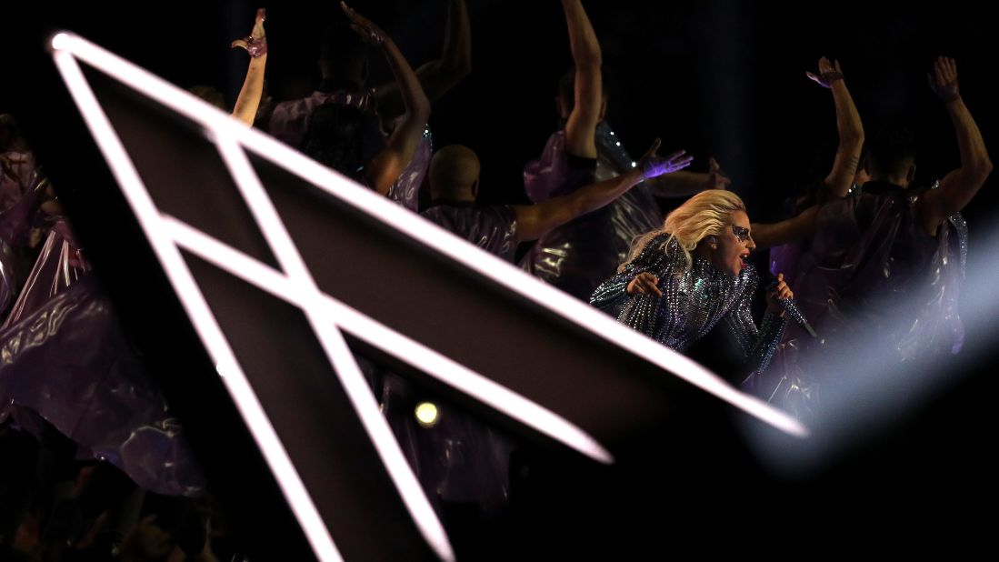 Gaga performs on stage.