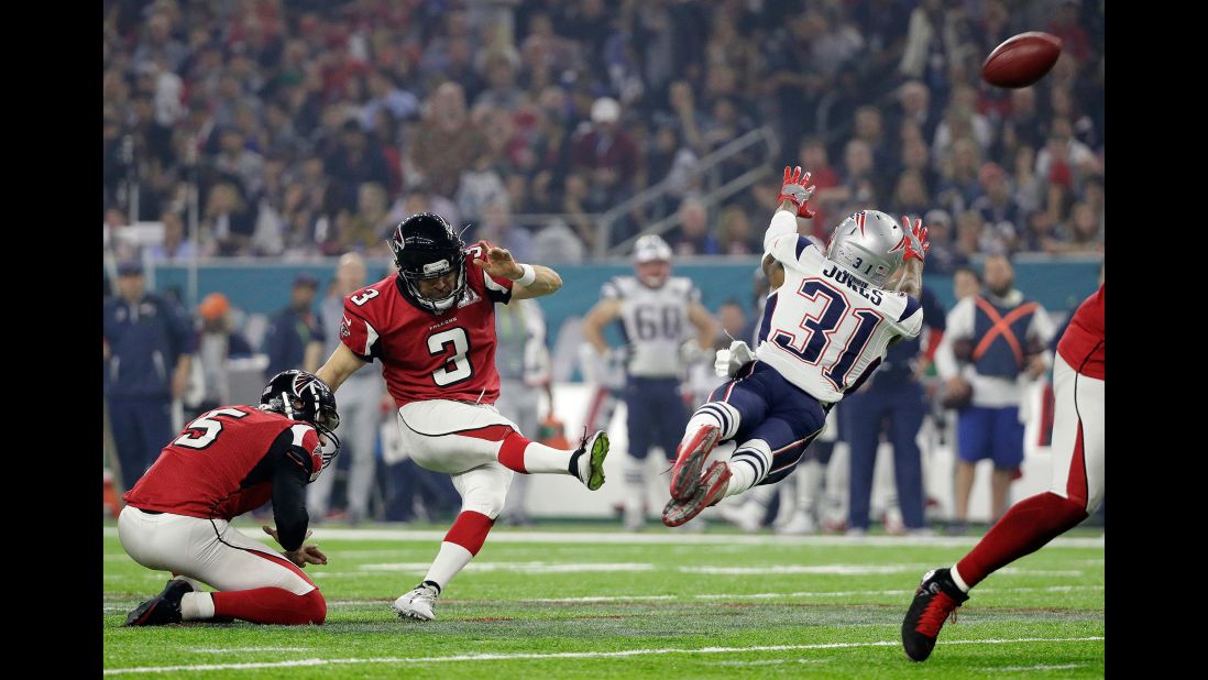 Atlanta's Matt Bryant kicks the extra point after Coleman's touchdown. The Falcons led 28-3.