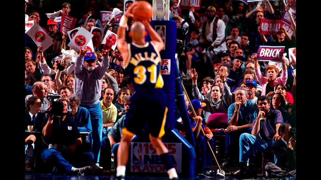 In 1995, during Game 1 of the NBA's Eastern Conference semifinals, Reggie Miller took matters into his own hands. Facing the New York Knicks and the voluminous heckling of film director Spike Lee, Miller would see his Indiana Pacers down six points with fewer than 20 seconds left. Miller then scored eight points in about nine seconds -- including two 3-pointers in the span of three seconds -- to lift his side to victory. He then looked at Lee and put his hands to his own throat to signify a Knicks choke.