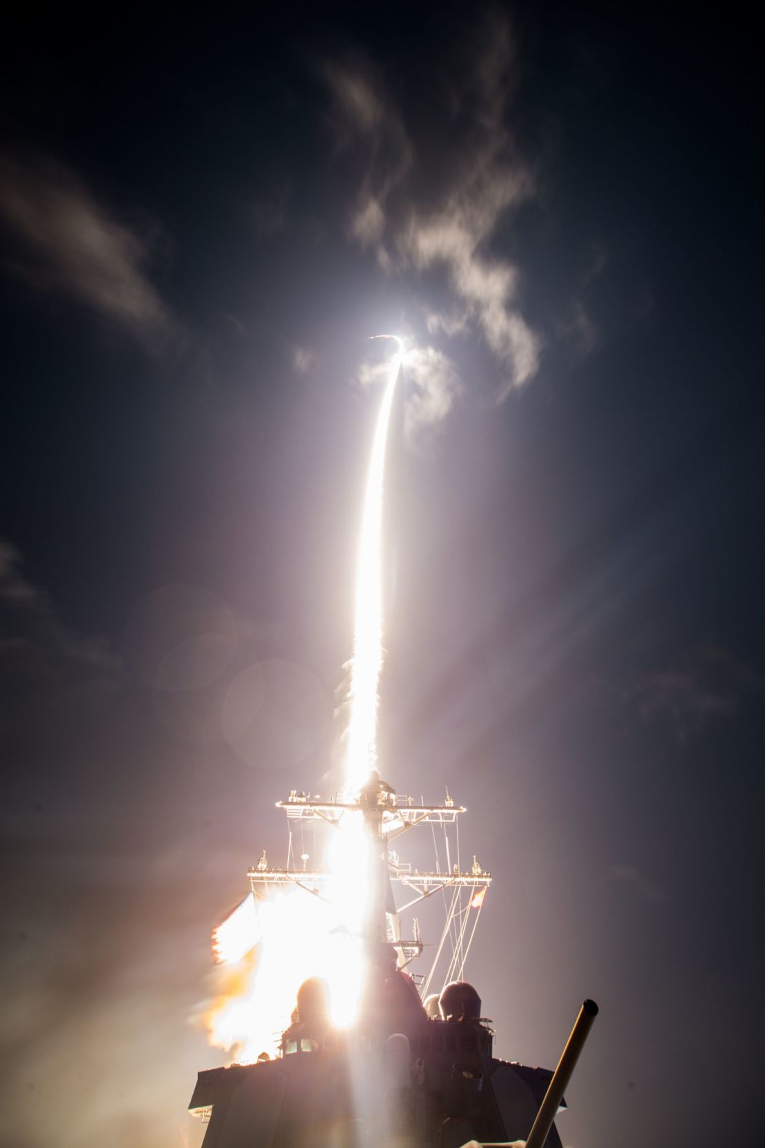 The USS John Paul Jones launches a ballistic missile interceptor on February 3, 2017, off Hawaii.