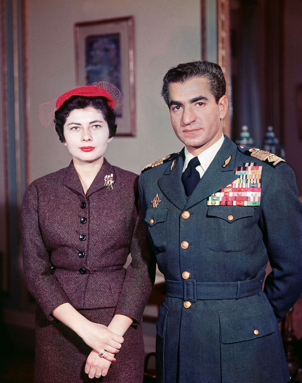The Shah of Iran Mohammed Reza Pahlavi with Soraya Esfandiary Bakhtiari in 1958. 