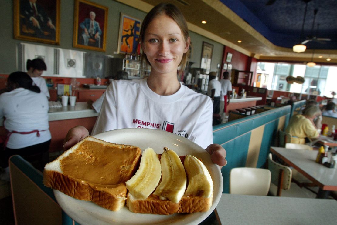 A peanut butter and banana sandwich, Elvis Presley's favorite snack.