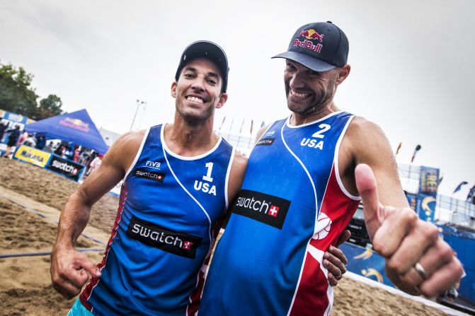 Dalhausser is pictured with playing partner Nick Lucena on last year's Tour. They've been a team since 2015, but have known each other much longer. "We actually met in 2000 or 2001," says Dalhausser. "We're both from Florida and we played the amateur beach volleyball tournaments down there in our early 20s. So we have a little bit of history and we stayed friends throughout those years."