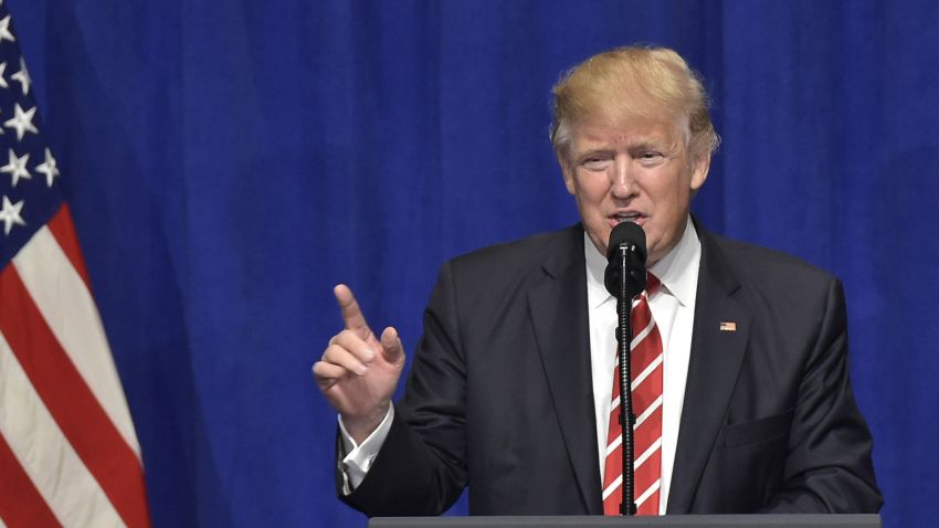 US President Donald Trump speaks following a visit to the US Central Command and Special Operations Command at MacDill Air Force Base on February 6, 2017 in Tampa, Florida.