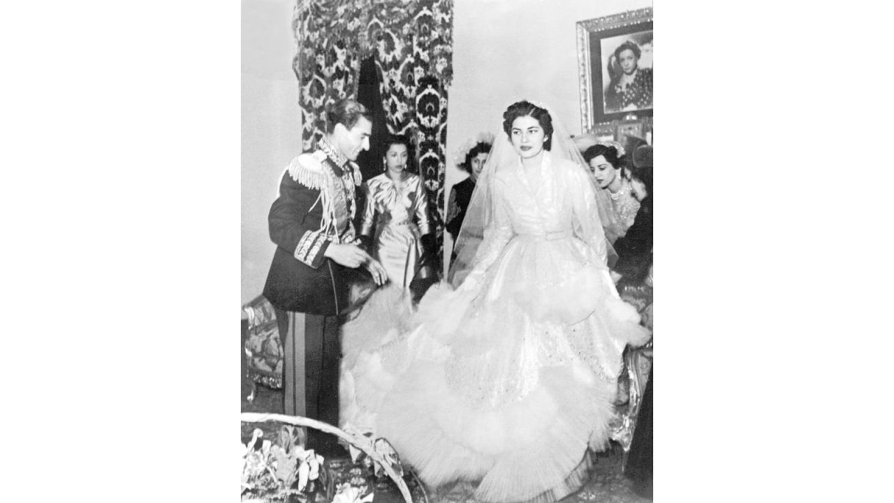 The Shah of Iran Mohammed Reza Pahlavi with Soraya Esfandiary Bakhtiari on their wedding day in Tehran in 1951. 