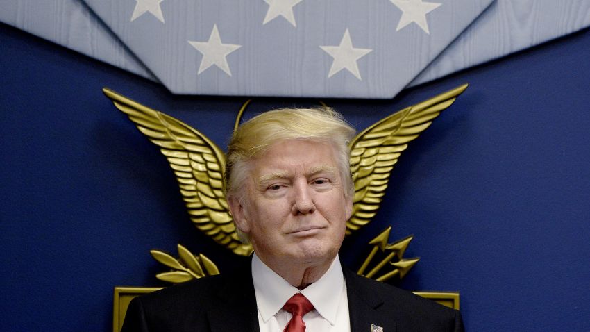 ARLINGTON, VA - JANUARY 27: U.S. President Donald Trump sits during a meeting to sign executive orders in the Hall of Heroes at the Department of Defense on January 27, 2017 in Arlington, Virginia. Trump signed two orders calling for the "great rebuilding" of the nation's military and the "extreme vetting" of visa seekers from terror-plagued countries. (Photo by Olivier Douliery/Pool/Getty Images)