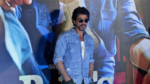 Shah Rukh Khan poses for press during a trailer launch of "Raees" in Mumbai in December 2016.