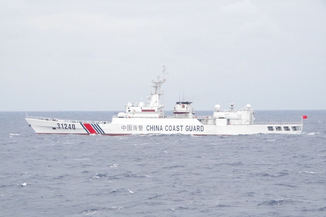A Chinese Coast Guard ship in waters near a chain of islands claimed by both China and Japan in the East China Sea.