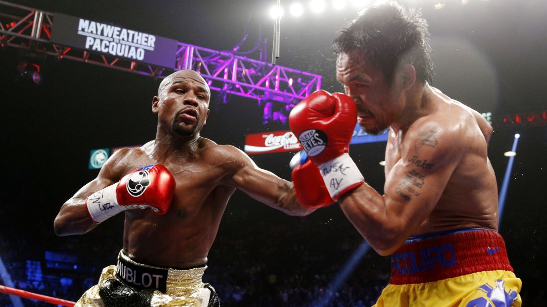 Sports commentators and fans alike suggested that the 2015 match between Floyd Mayweather, 38, left, and Manny Pacquiao, 36, was years too late due to the boxers' ages.