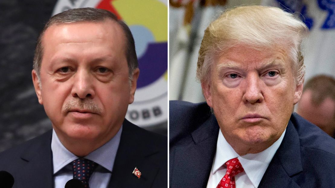 Turkish President Recep Tayyip Erdogan, left, and US President Donald Trump.