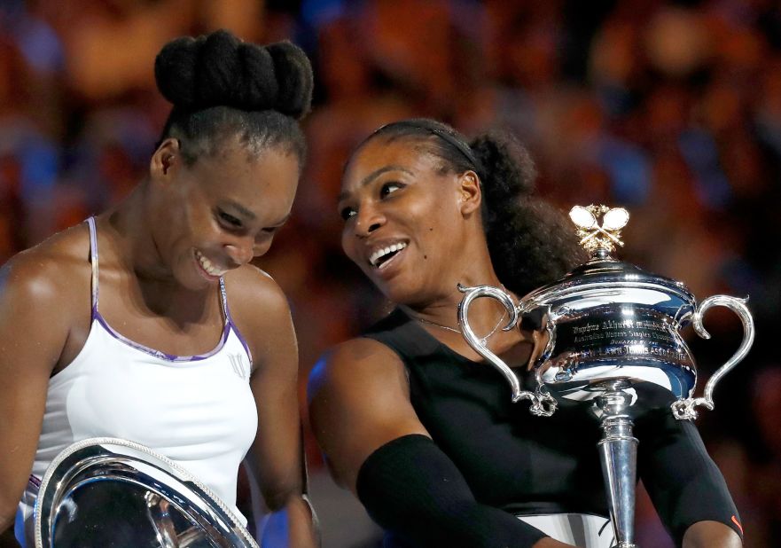 Serena Williams, 35, right, beat her sister Venus, 36, to win the women's singles final at the Australian Open in January.