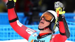 ST MORITZ, SWITZERLAND - FEBRUARY 08:  Erik Guay of Canada celebrates after finishing his run during the Men's Super G during the FIS Alpine World Ski Championships on February 8, 2017 in St Moritz, Switzerland.  (Photo by Julian Finney/Getty Images)