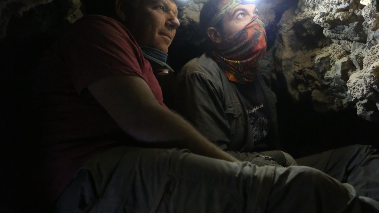 Dr. Oren Gutfeld and Ahiad Ovadia survey the cave.