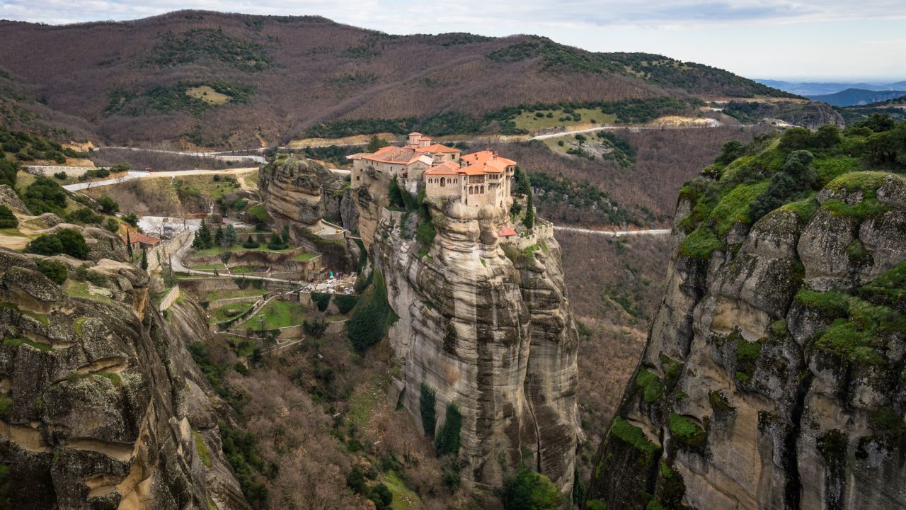 The monasteries' precarious location helped protect the monks from invaders.