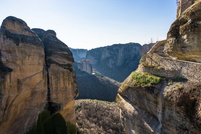 <strong>Fancy a walk on this cliff?: </strong>Years ago the only access to the monasteries was by a rope and pulley system, or by free-climbing the cliffs. In the 1920s stairs were constructed, allowing safer travel for monks and visitors. 
