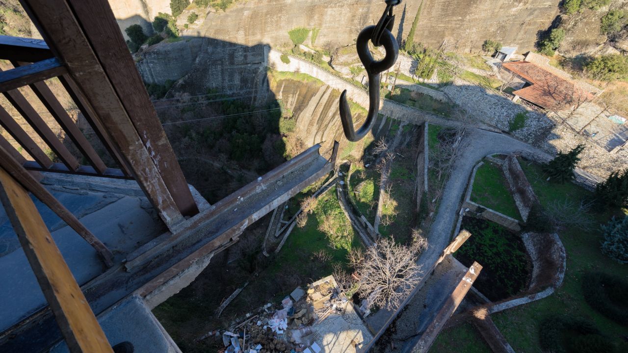 The monks used a network of ropes and pulleys to lift and lower supplies and people.