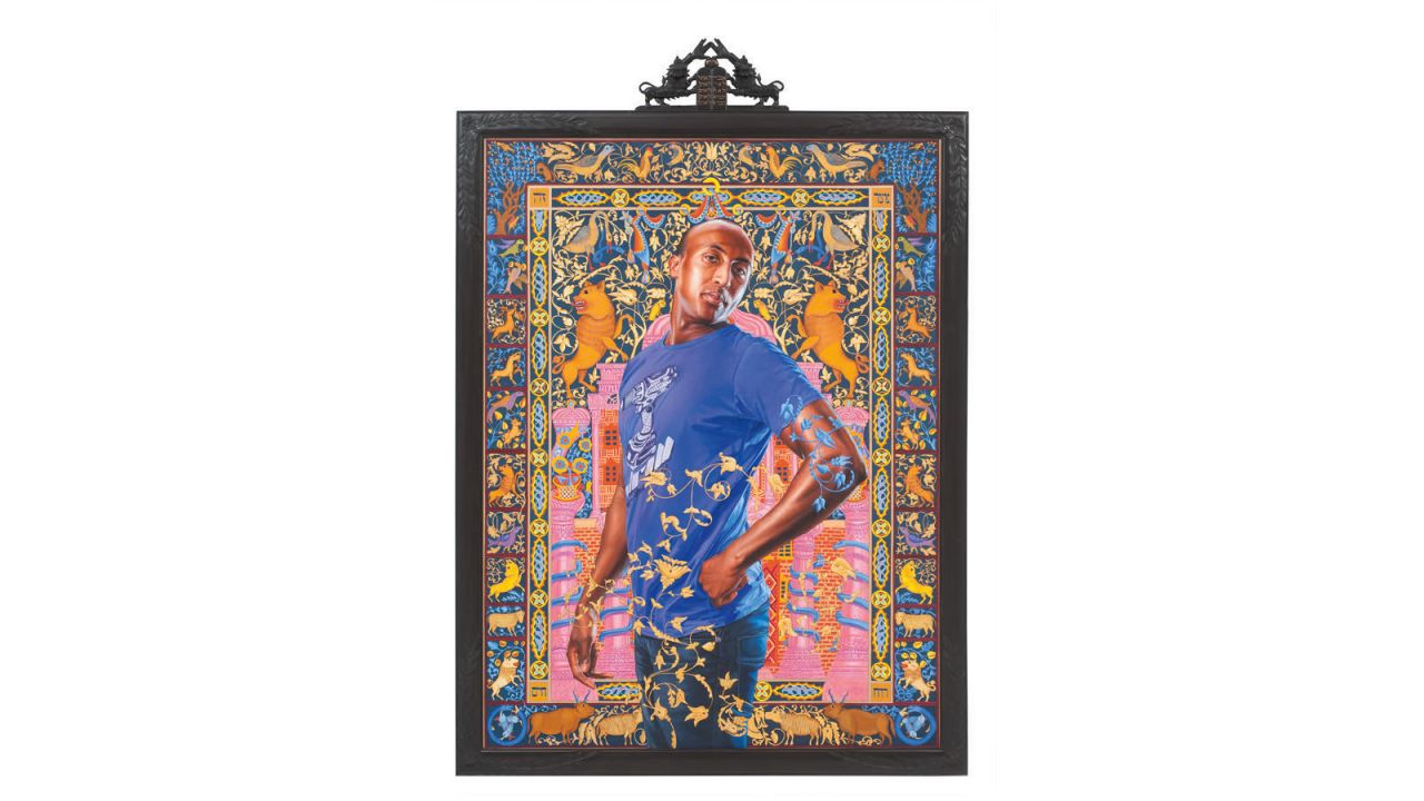 American artist Kehinde Wiley painted an Ethiopian Israeli Jew on a background of traditional Jewish ceremonial art.