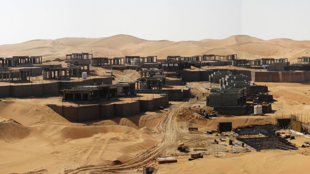 <strong>Rising from the sand:</strong> Construction began on the resort in 2007. The architecture was designed to minimize the extreme winds that can be thrown up by desert sandstorms. 