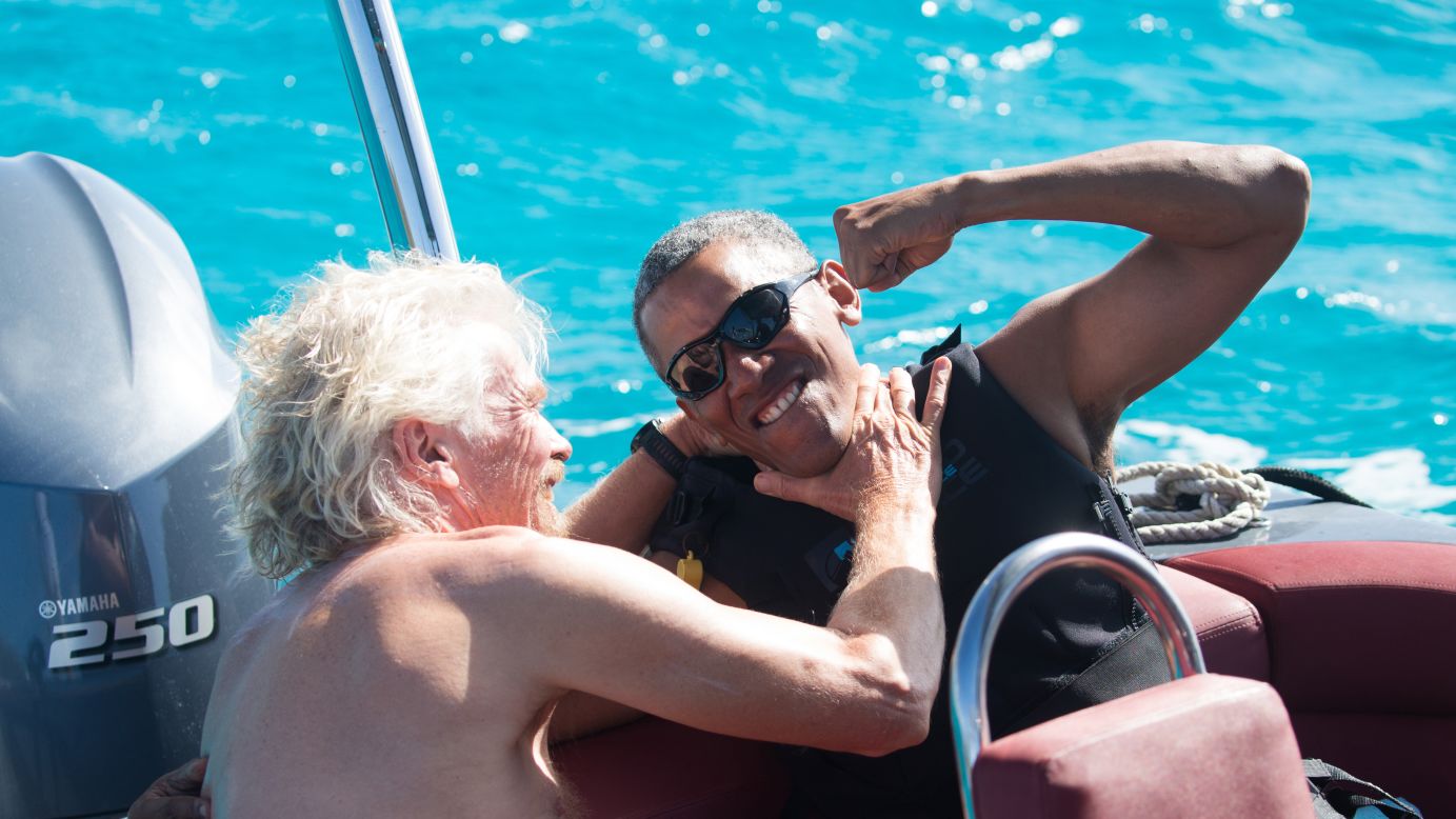 In this photo released on Tuesday, February 7, billionaire Richard Branson playfully chokes former US President Barack Obama during Obama's recent vacation to the British Virgin Islands. <a href="http://www.cnn.com/2017/02/07/politics/barack-obama-kitesurfing-richard-branson/" target="_blank">Read more: Obama's kitesurfing adventure</a>