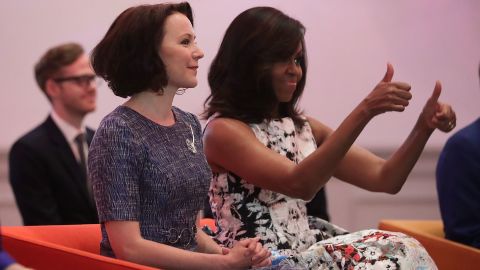 U.S. first lady Michelle Obama (R) and Jenni Haukio (2nd R), spouse of the President of Finland, watch a dance performance during a visit at the Renwick Gallery May 13, 2016 in Washington, DC. President Barack Obama and the first lady are hosting the heads of the five nations for a U.S.-Nordic Leaders Summit.