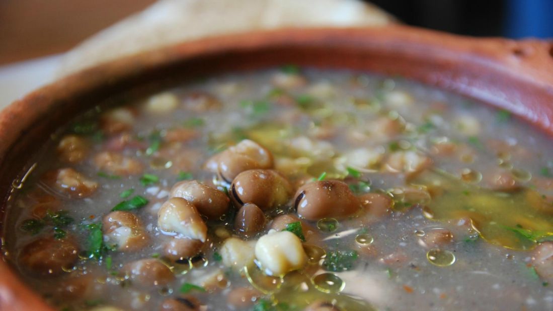 <strong>Foul meddamas: </strong>Egypt's national dish is a stew of fava beans, olive oil, parsley, onion, garlic and lemon.<br />
