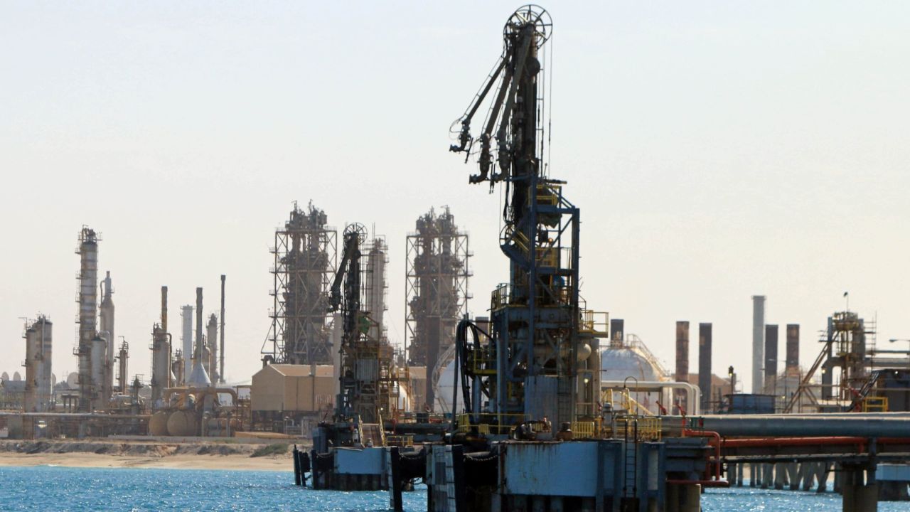 An oil facility in the northern oil-rich Libyan town of al-Buraqah, seen on January 12, 2017.