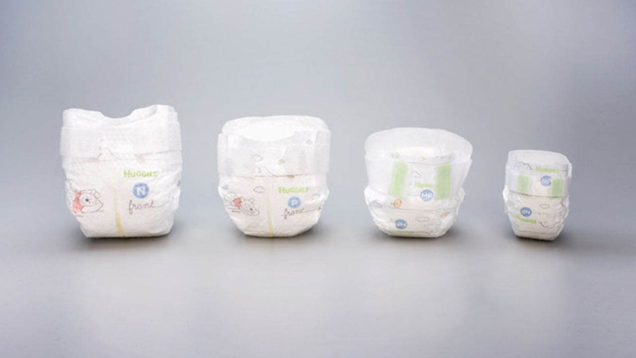 Huggies recently introduced diapers for newborns who weigh less than 2 pounds, at right.