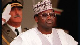This file photo dated 13 June 1993 shows Nigeria's military ruler General Sani Abacha who announced 01 October in a nationwide broadcast that Nigeria's military regime will hand over authority to a democratically elected president in three years time. He also said that sentences passed against 43 civilians and military accused of involvement in last March's failed coup had been commuted.  AFP PHOTO 
        (Photo credit should read FILES/AFP/Getty Images)