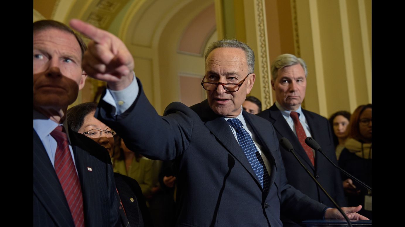 Senate Minority Leader Chuck Schumer calls on a reporter during a news conference in Washington on Tuesday, February 7. Schumer <a href="http://www.cnn.com/2017/02/07/politics/chuck-schumer-neil-gorsuch/" target="_blank">said he had "serious, serious concerns"</a> about Supreme Court nominee Neil Gorsuch, whom he met with on Capitol Hill.