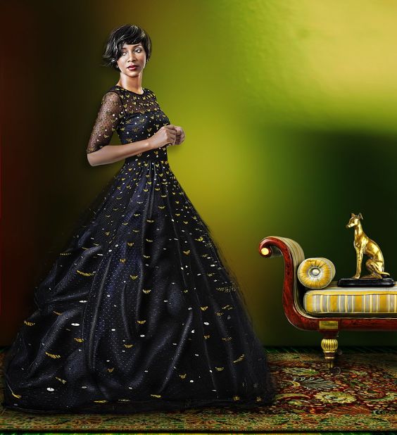 In composing Genevieve Nnaji's portrait, "I was drawing from the grand, iconic African antique cultures of the Nile Valley civilization" says the photographer. "There is a Janus-like moment whereby she motions forward while looking back, as it were, engaging both the past and the future."