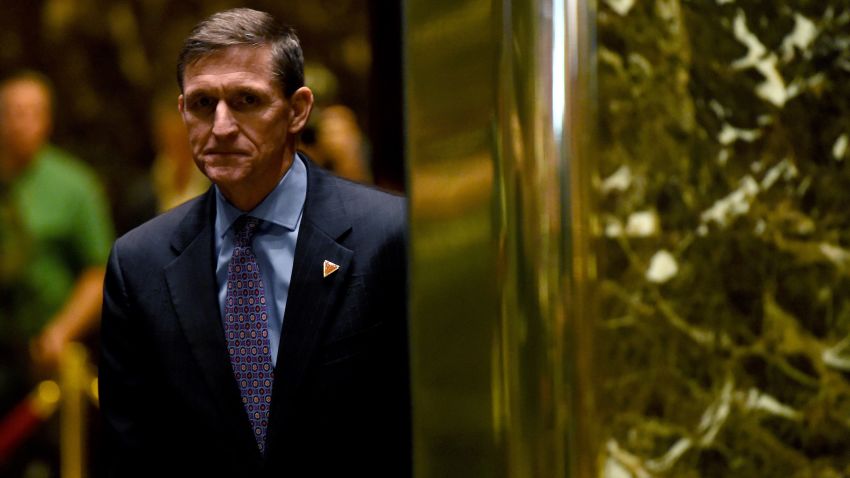 Lt. Gen. Michael Flynn arrives for a meeting with US President-elect Donald Trump at Trump Tower December 12, 2016 in New York.