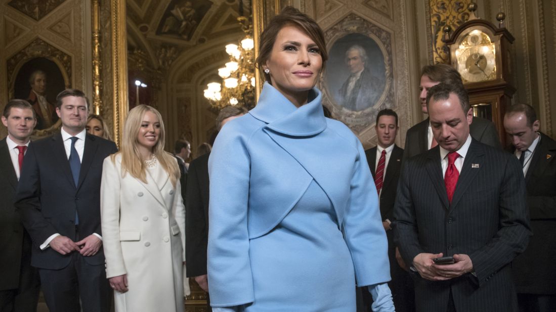 The first lady leaves the President's Room of the Senate after her husband was sworn into office.