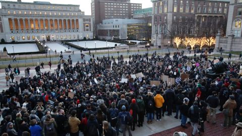 <strong>Columbia University</strong> students gather to protest President Donald Trump's executive order on immigration January 30, 2017, in New York. The executive order banned travelers to the US from seven predominantly Muslim countries. 