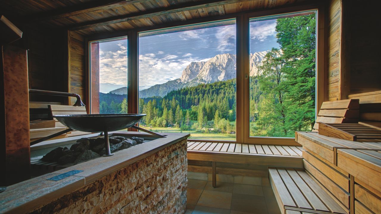 Unwind in a sauna with a view.