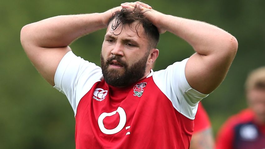 BAGSHOT, ENGLAND - AUGUST 04: Alex Corbisiero looks on during the England training session held at Pennyhill Park on August 4, 2015 in Bagshot, England.  (Photo by David Rogers/Getty Images)