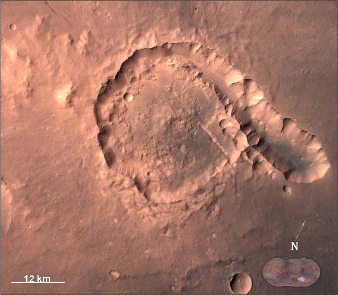 This image taken in April 2015 shows the Pital Crater. 