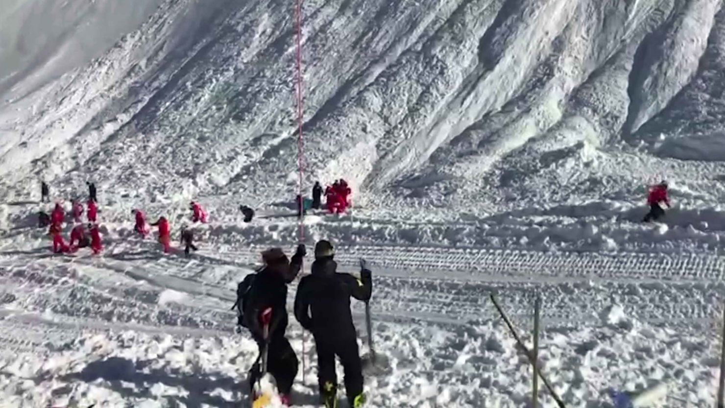 A team of 40 rescuers are looking for missing people after the avalanche in Tignes.