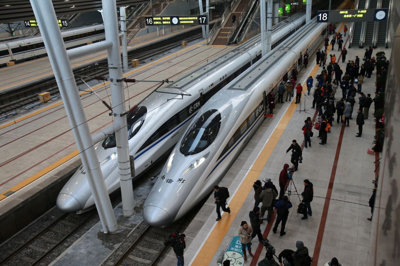 Guangzhou didn't have a metro until 1997, now it also has a high-speed train to Beijing, pictured here.