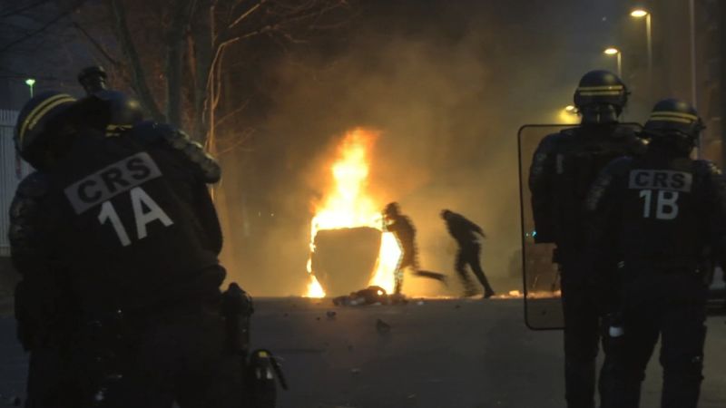 French protests turn violent over alleged rape