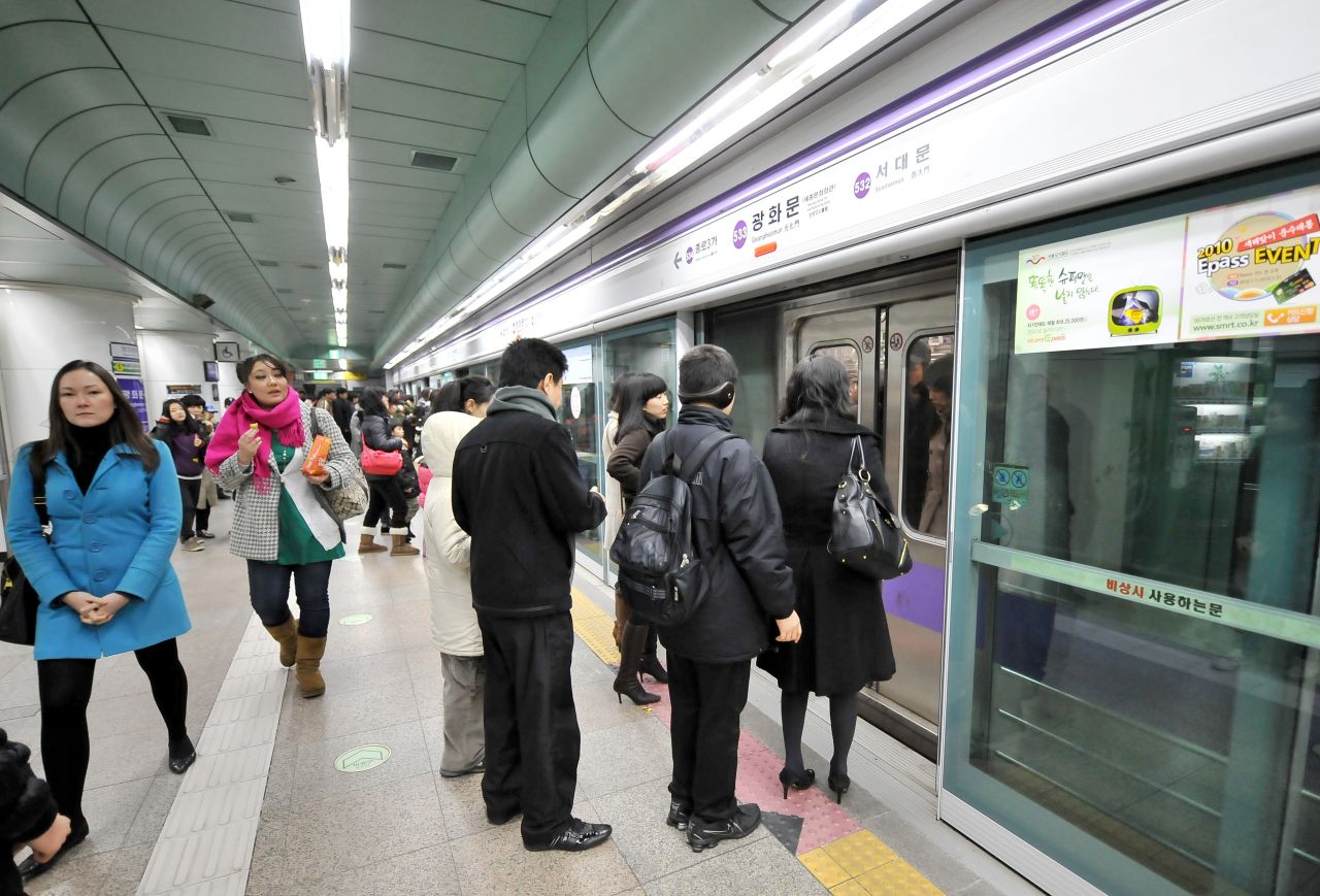 Seoul's metro system has TV, heated seats and cell phone service.
