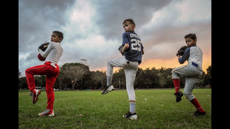 Young baseball players train in Havana, Cuba, on Tuesday, February 7.